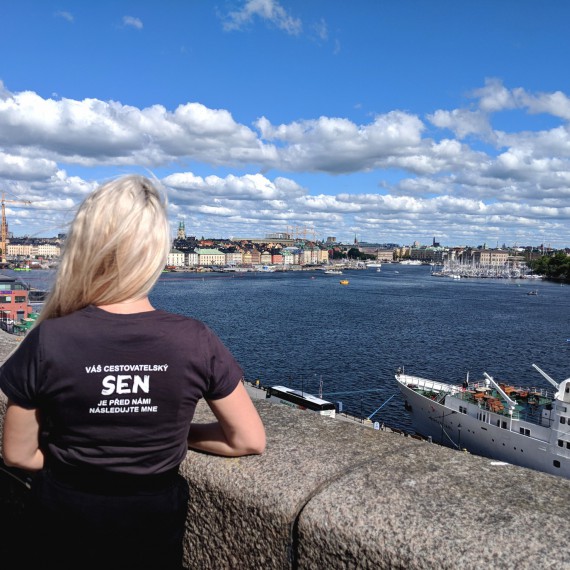 Výhled ze Södermalmu ve Švédsku 