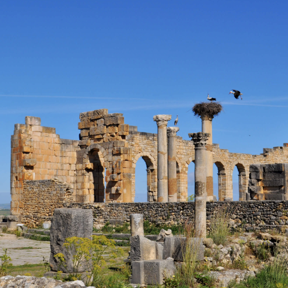 Starobylé město Volubilis v Maroku 