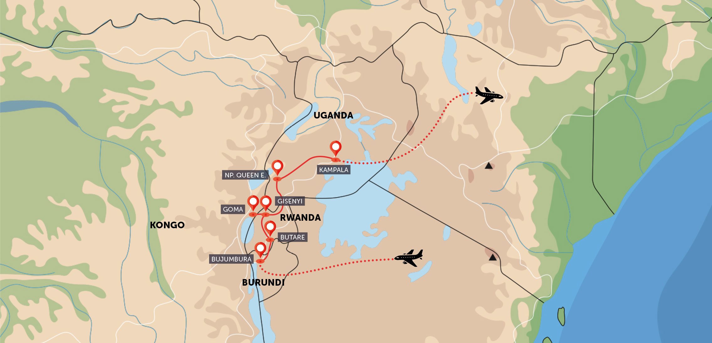 Burundi, Rwanda, Uganda