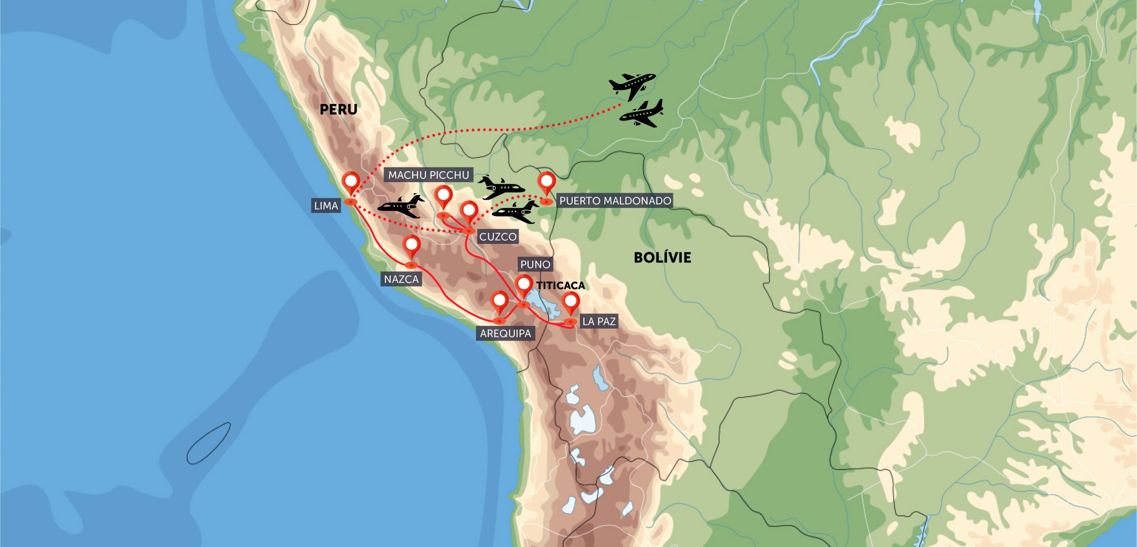 Peru, Bolívie, Amazonie