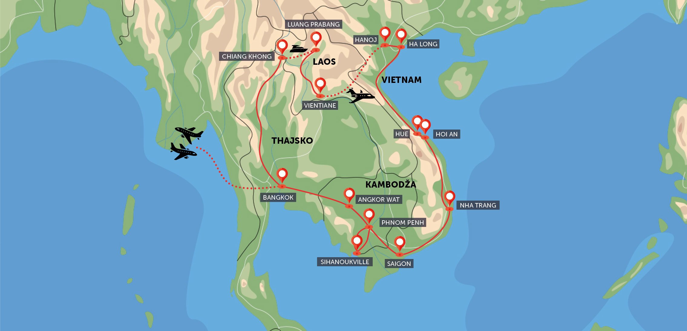 Vietnam, Laos, Kambodža