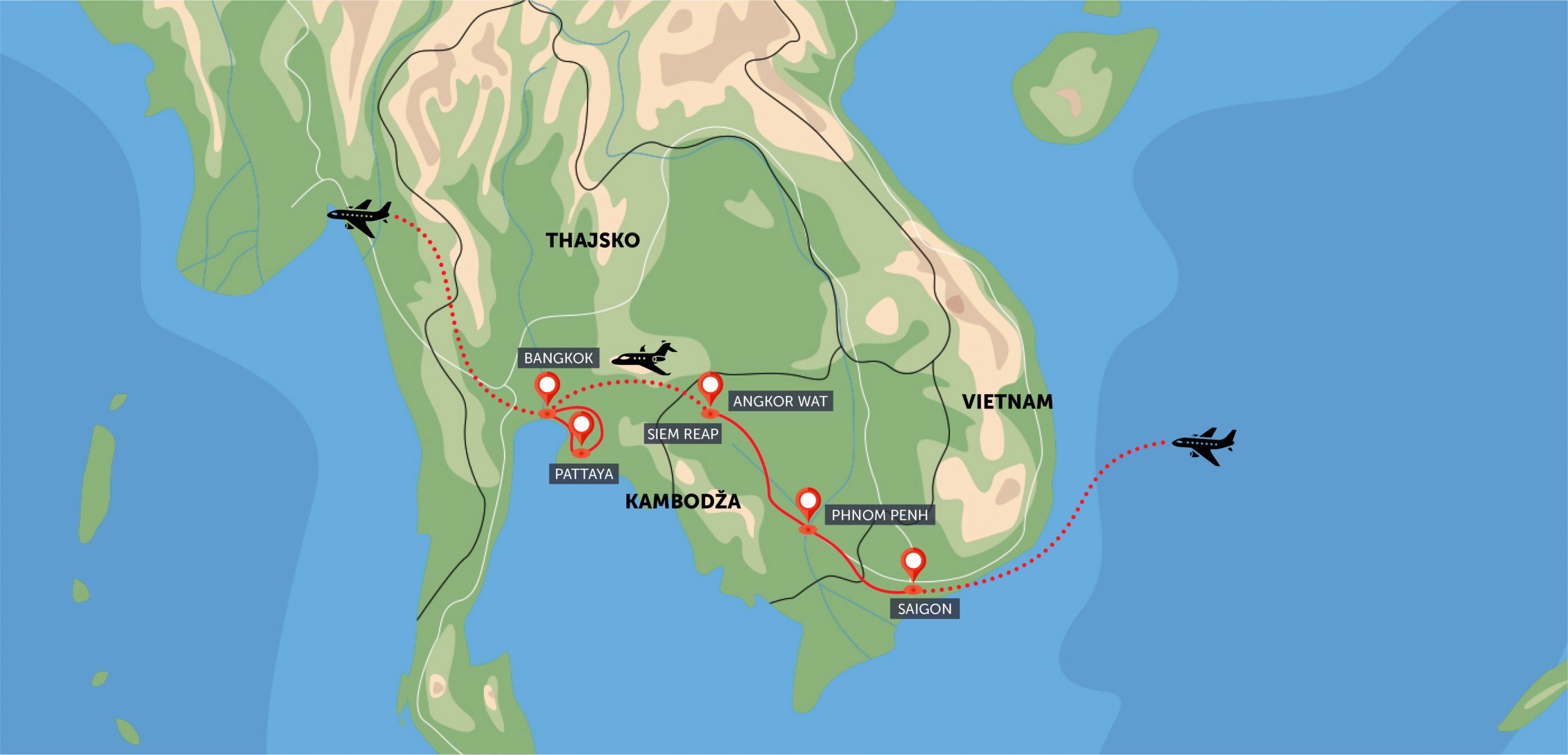 Saigon, Angkor, Pattaya