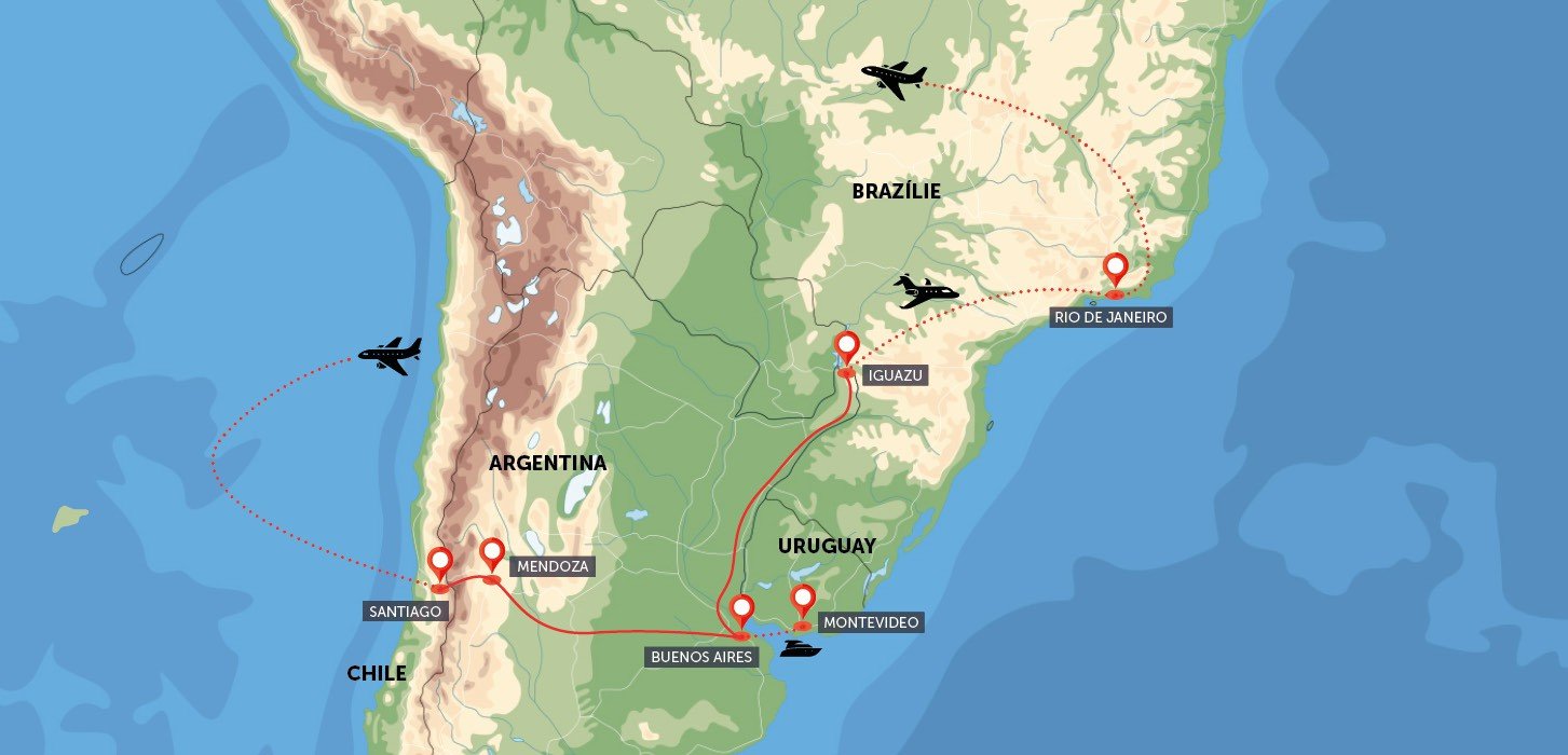Chile, Argentina, Brazílie