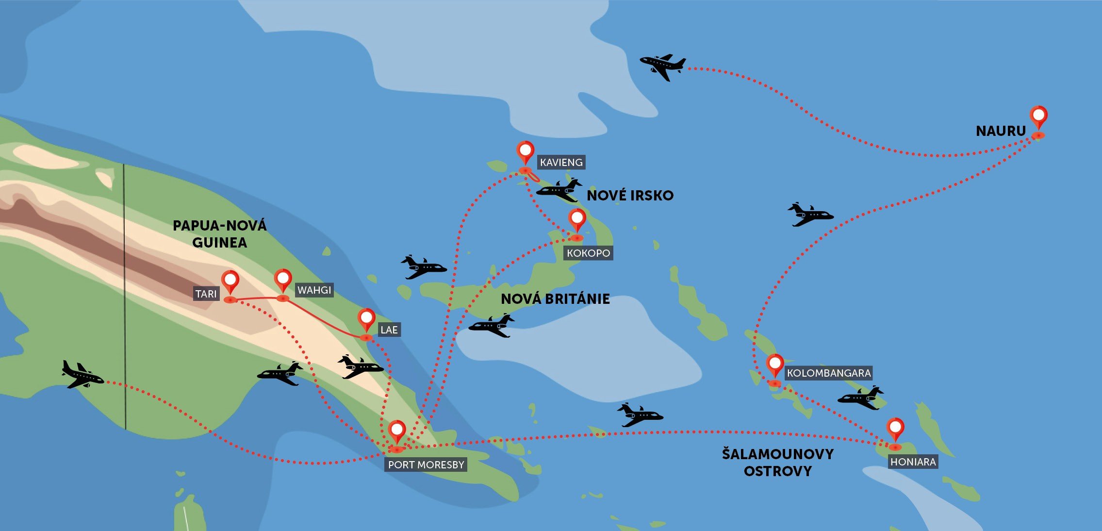 Papua Nová Guinea, Nové Irsko, Šalamounovy ostrovy a Nauru