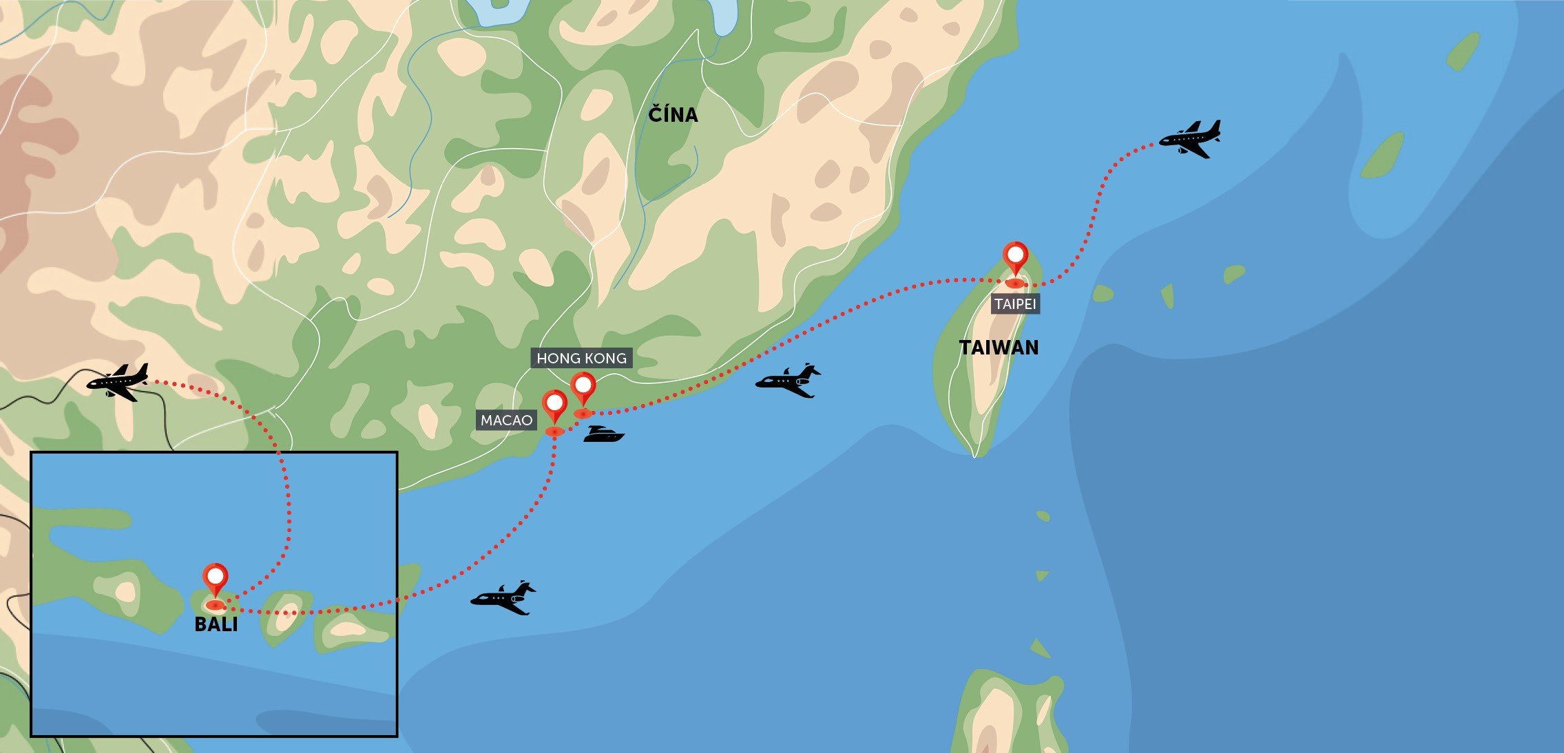 Taiwan, Hongkong, Macao a Bali