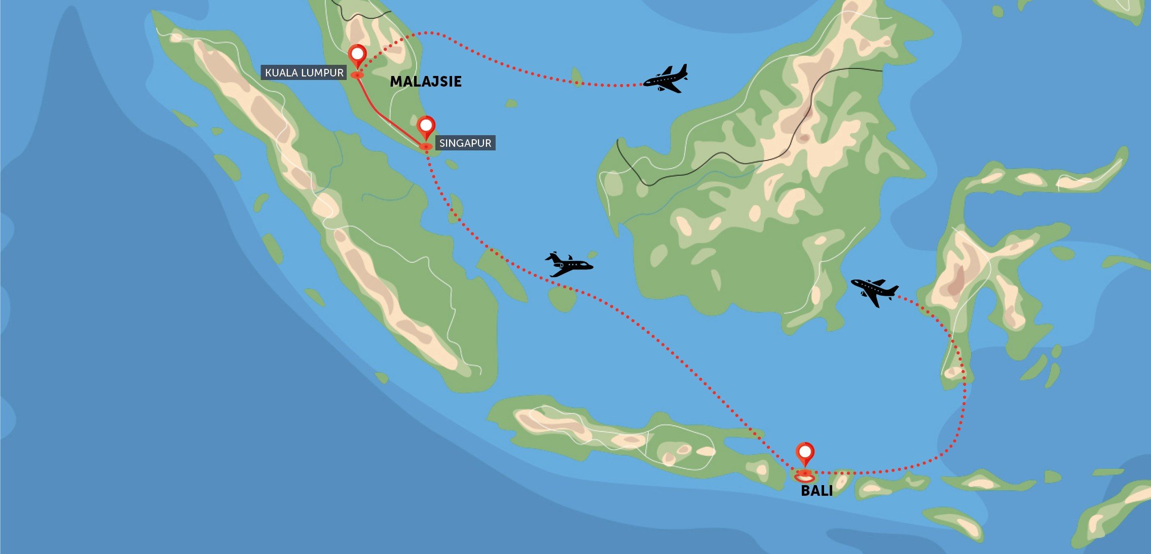 Malajsie, Singapur a ostrov bohů Bali