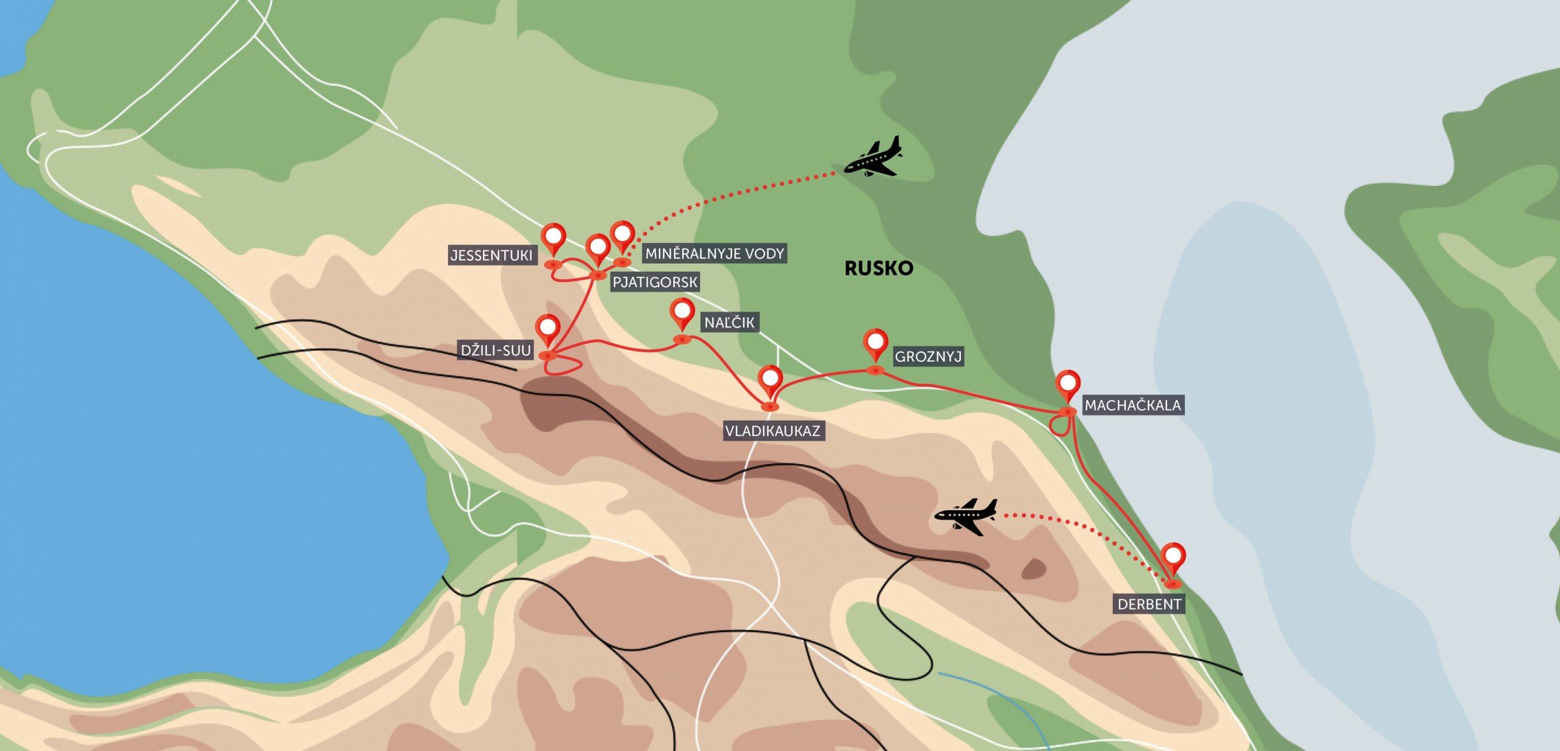 Kavkaz - Čečensko, Ingušsko, Dagestán