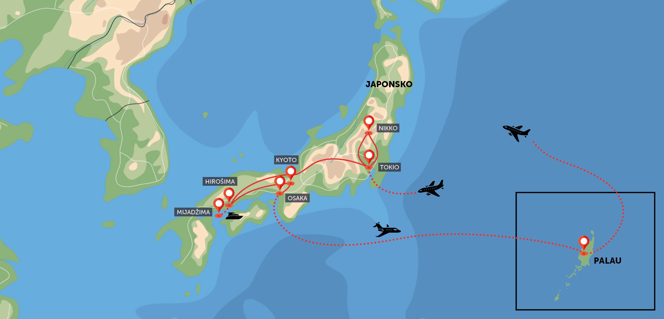 Japonsko - zlatá cesta a relax na Palau