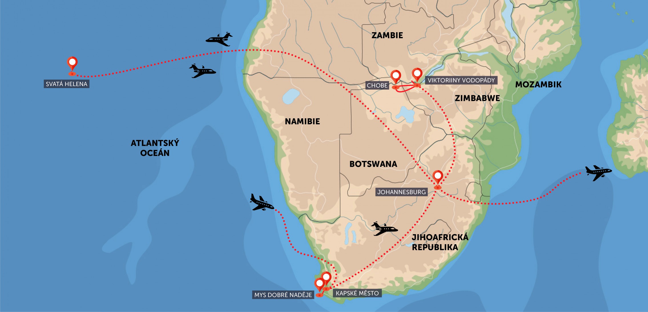 3x nej Afriky a ostrov Svatá Helena