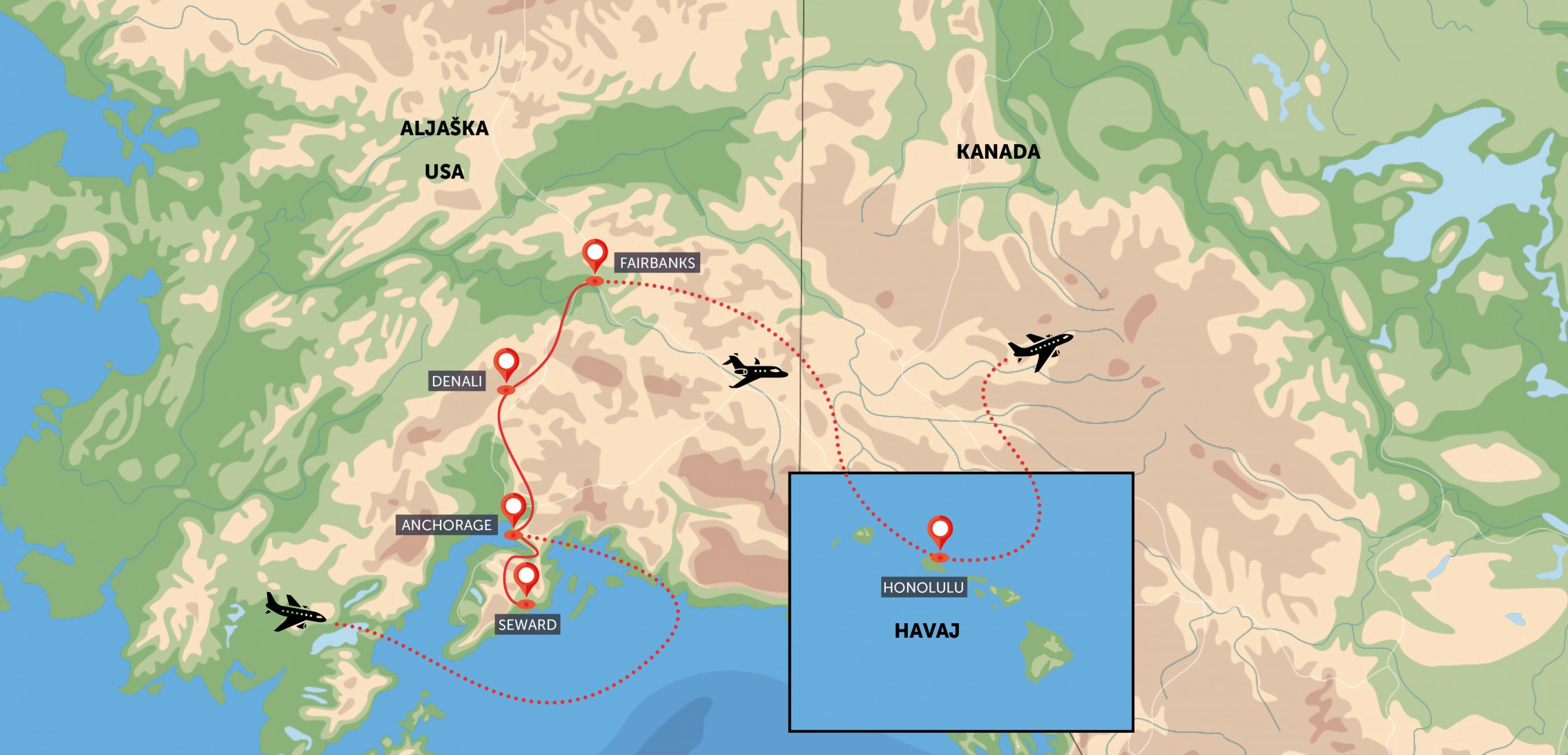 Aljaška a Havaj