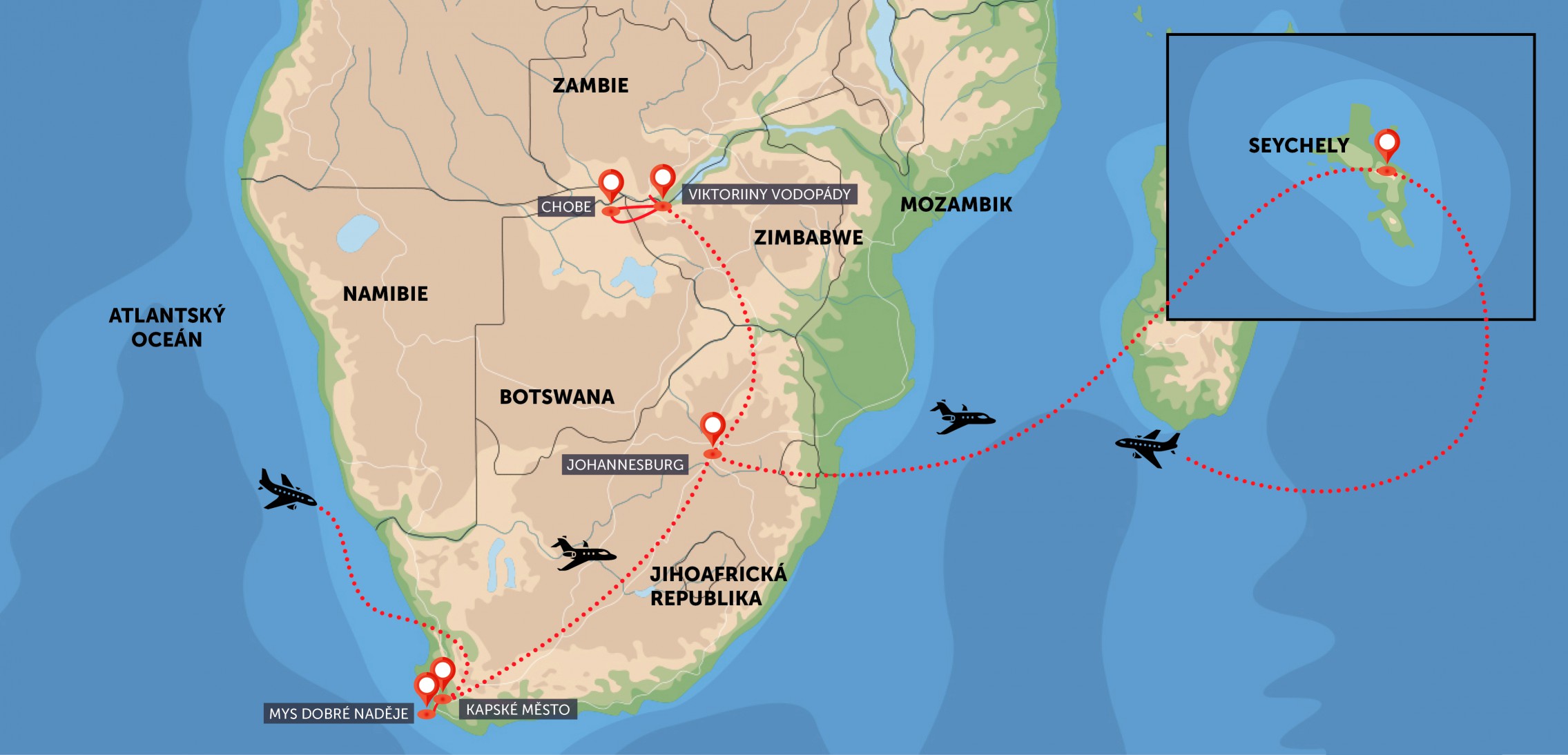 3x nej Afriky a relax na Seychelských ostrovech