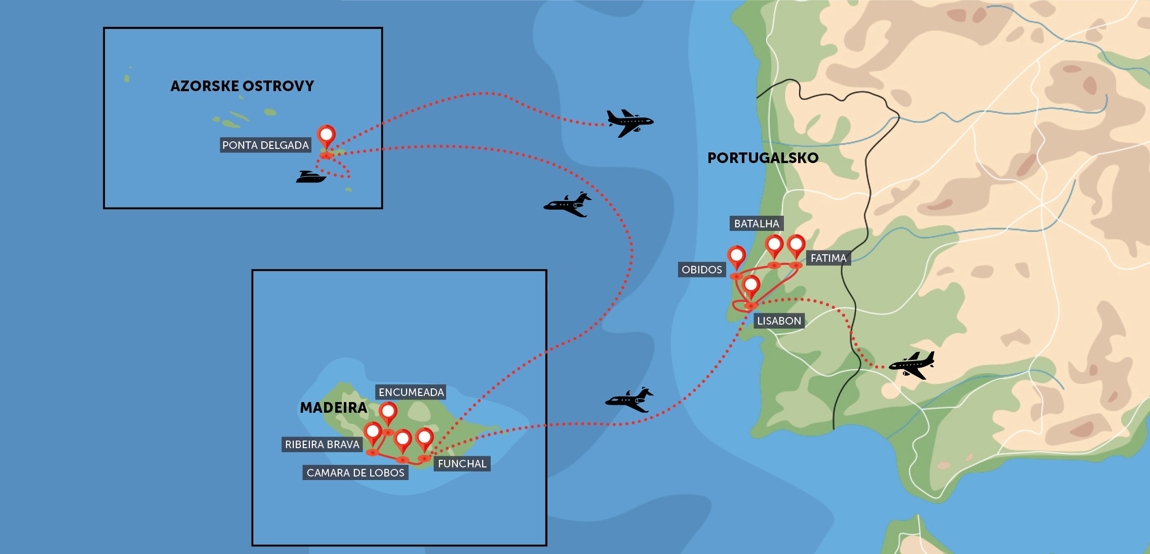 Portugalsko, Madeira a Azorské ostrovy