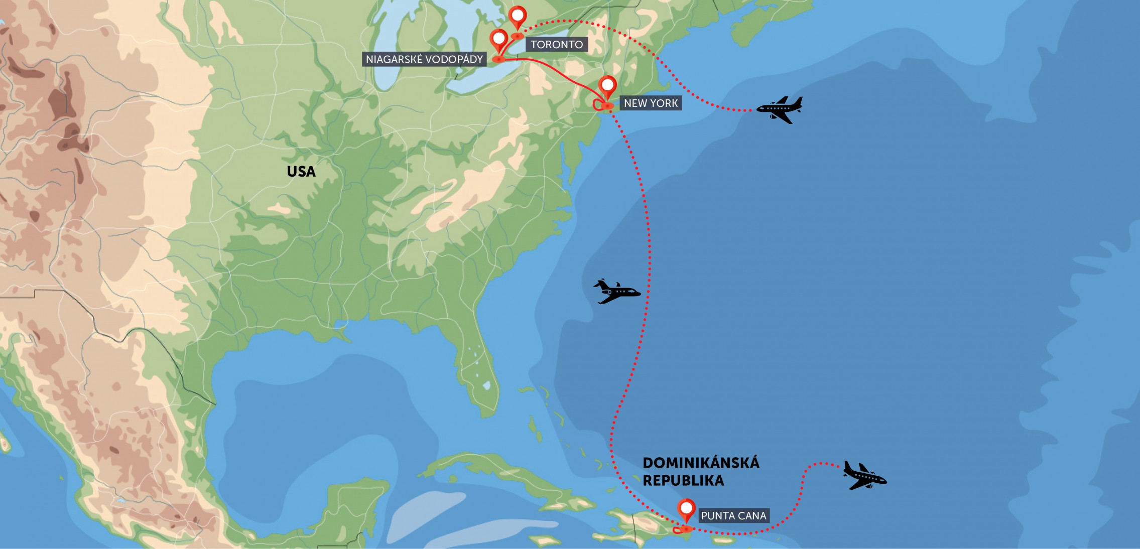 Toronto, Niagara, New York a Dominikánská republika