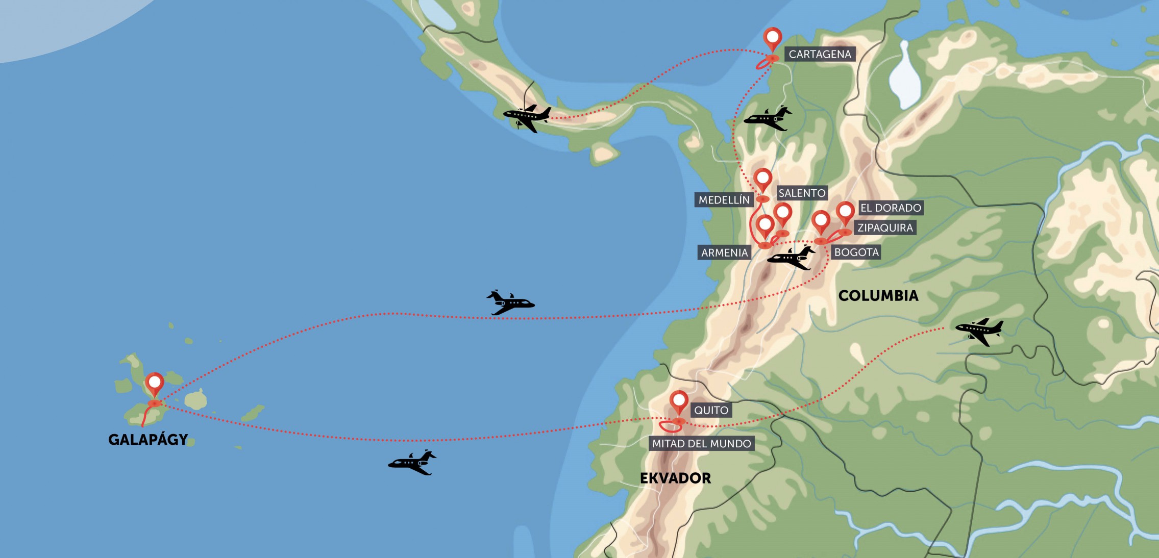Ekvádor – Galapágy a Kolumbie