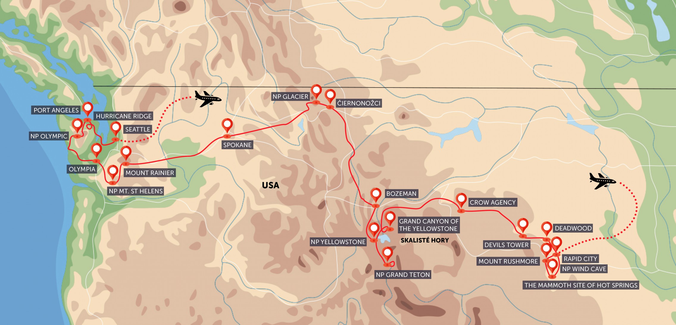 Prérie a sopky severu USA