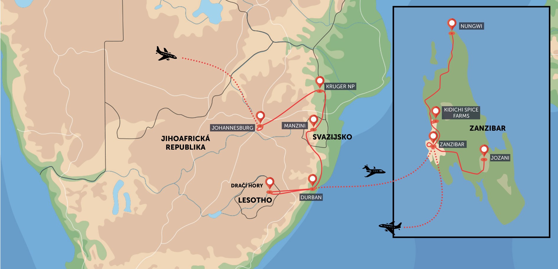 JAR, Eswatini, (Lesotho) a Zanzibar