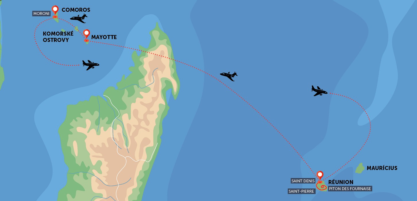 Réunion, Mayotte a Komorské ostrovy