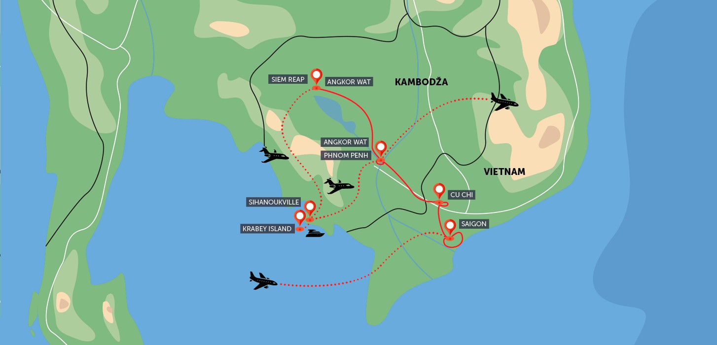 Saigon, Angkor a oddych v Kambodži