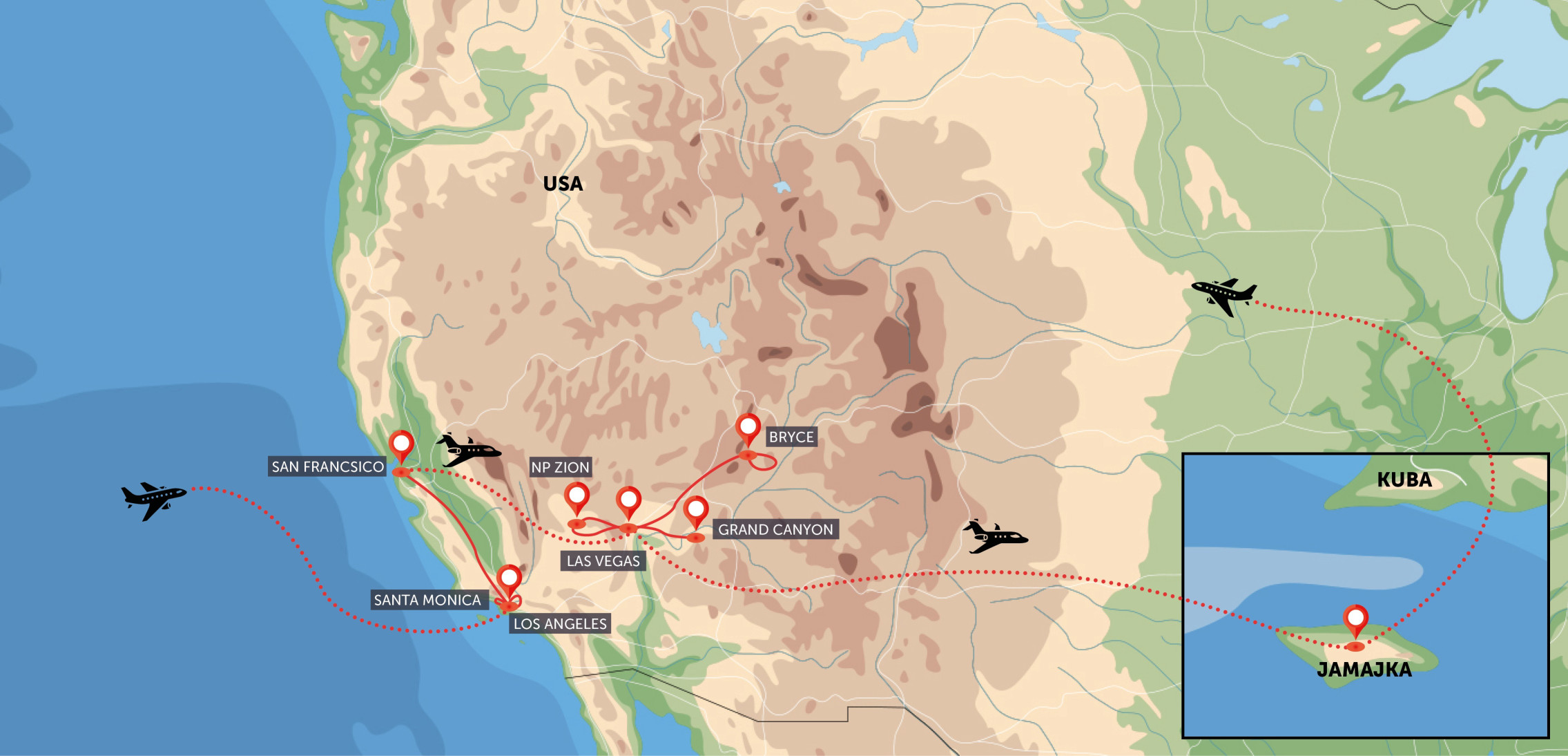 Západní pobřeží USA a relax na Jamajce