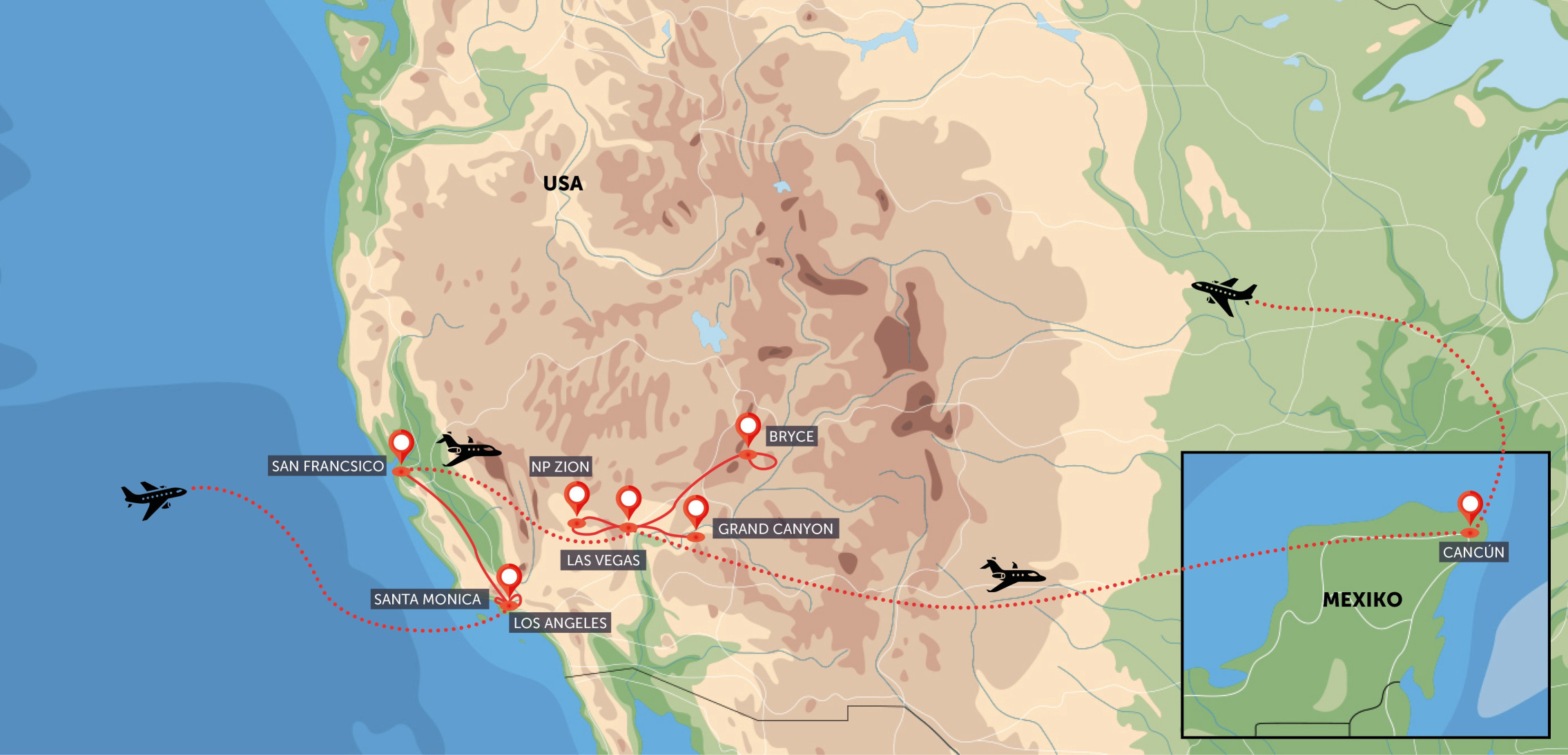 Západní pobřeží USA a relax v Cancunu