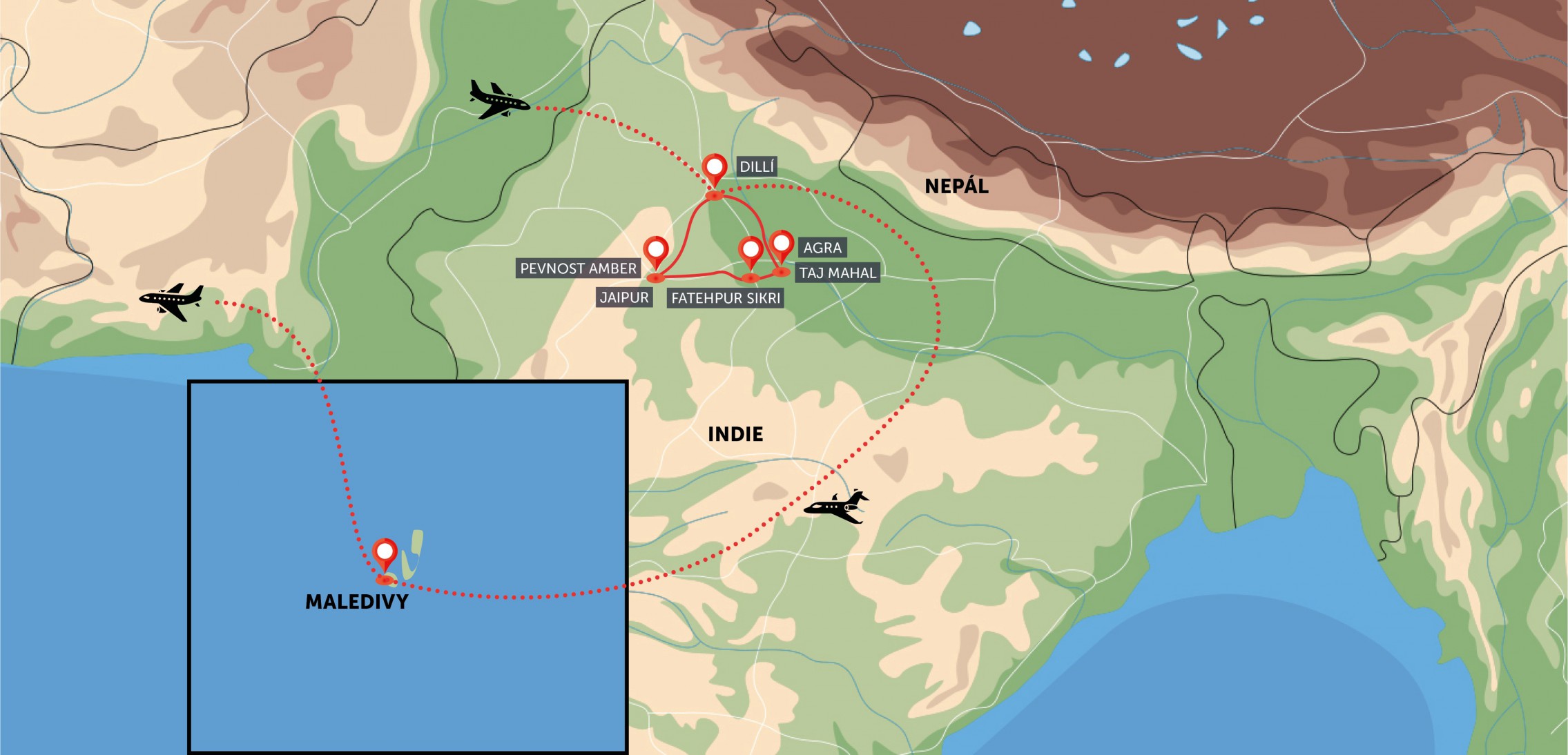 Indie a exotické Maledivy
