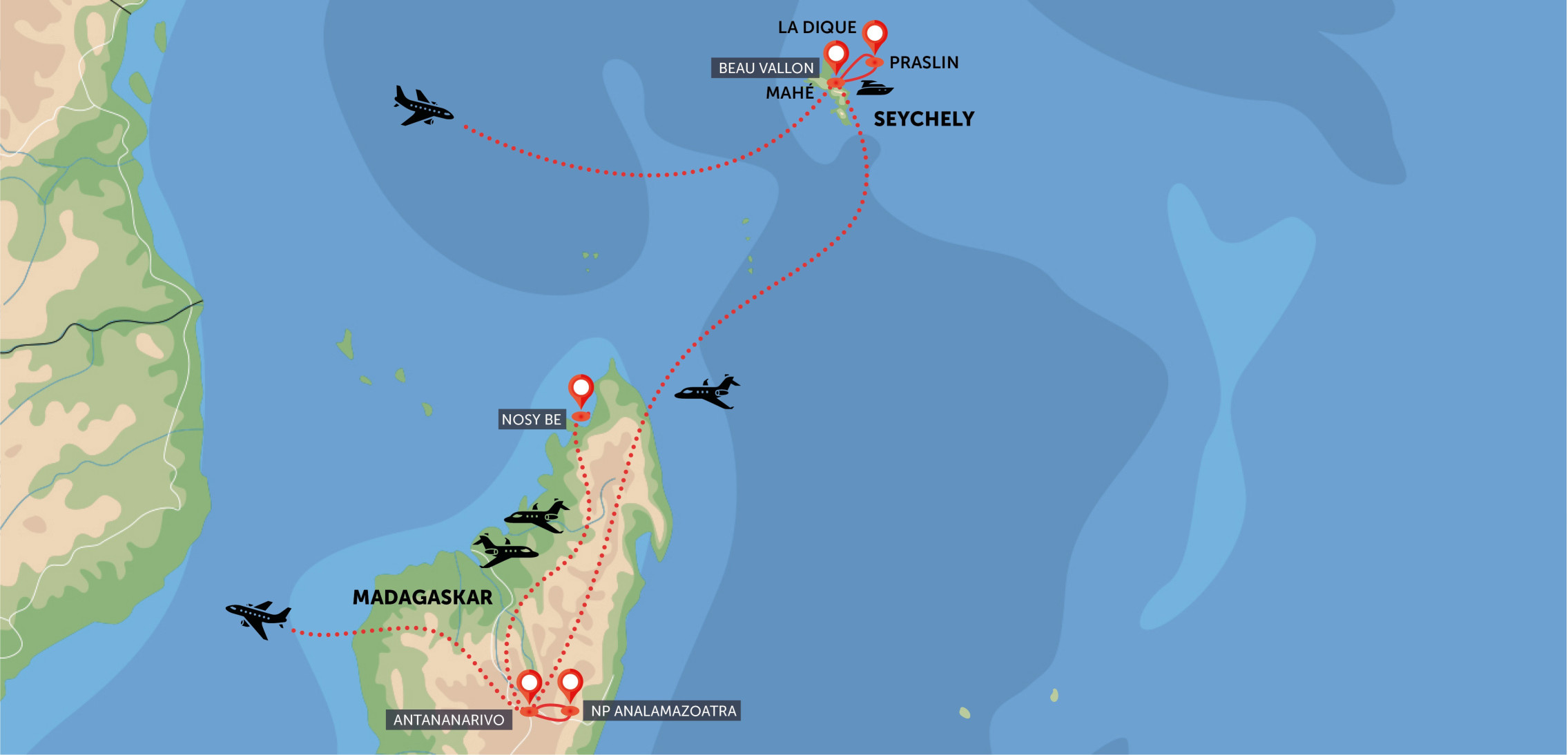 Seychely, Madagaskar a pláže Nosy Be