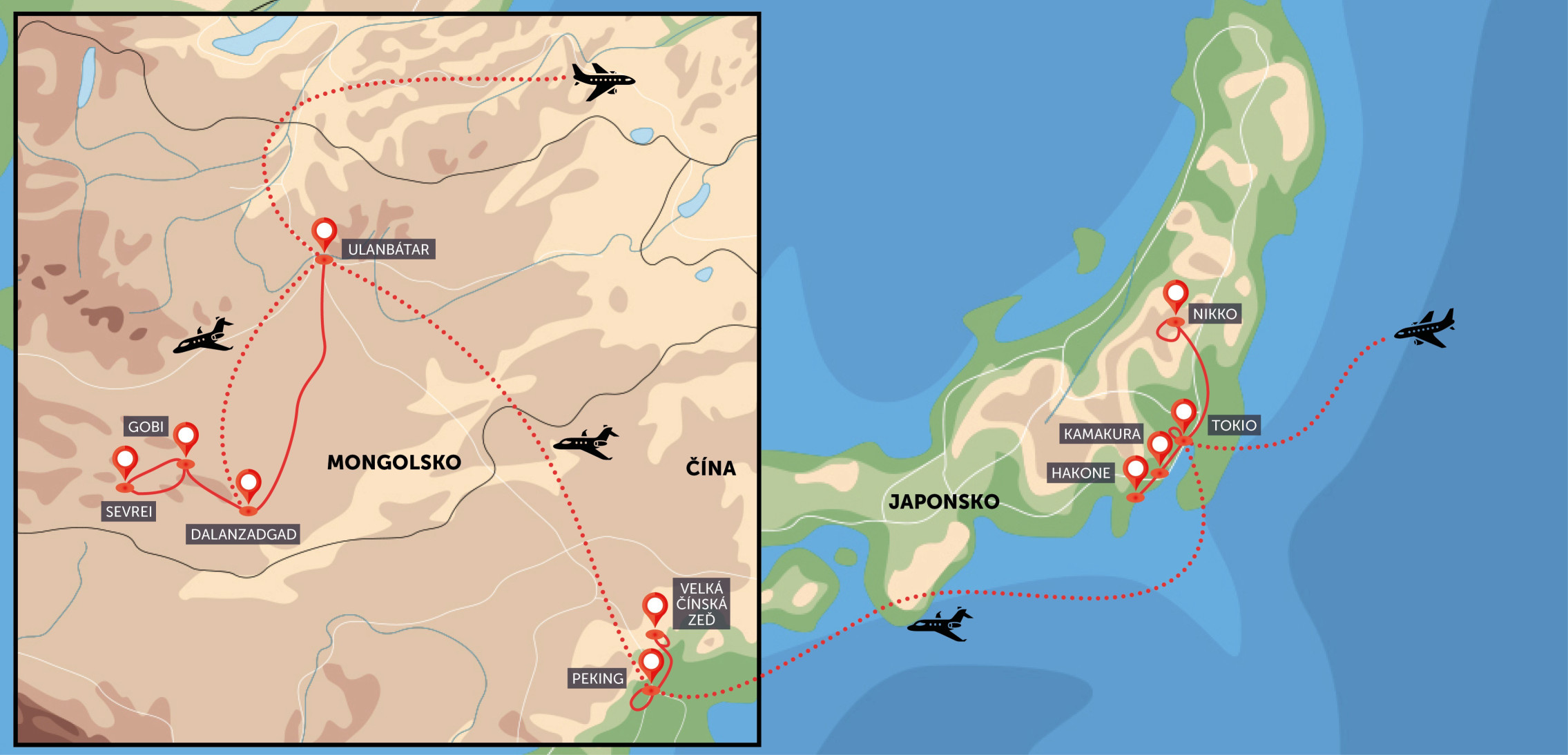 Gobi, Peking, Tokio (Mongolsko, Čína, Japonsko)