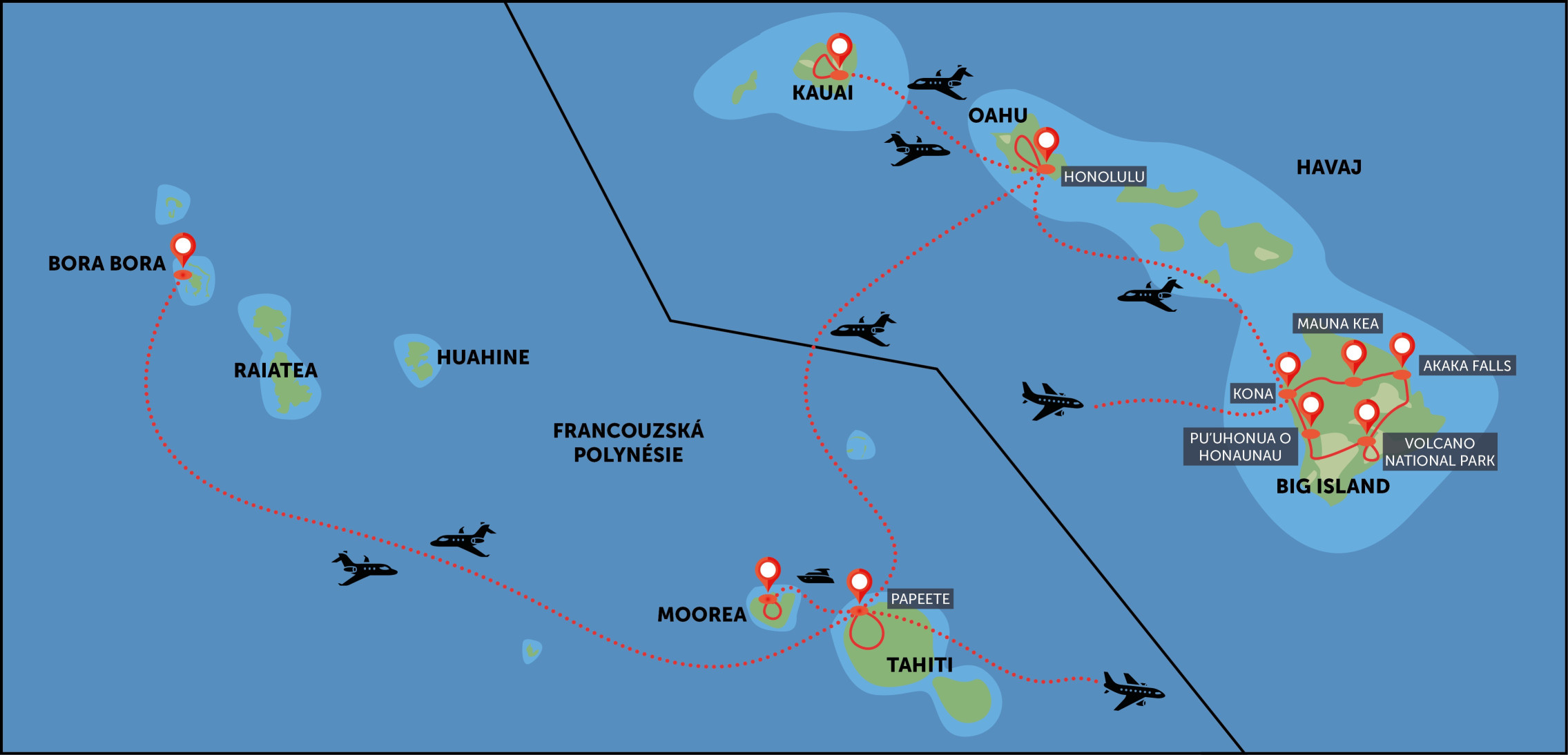 Havaj, Francouzská Polynésie (Tahiti) 2026