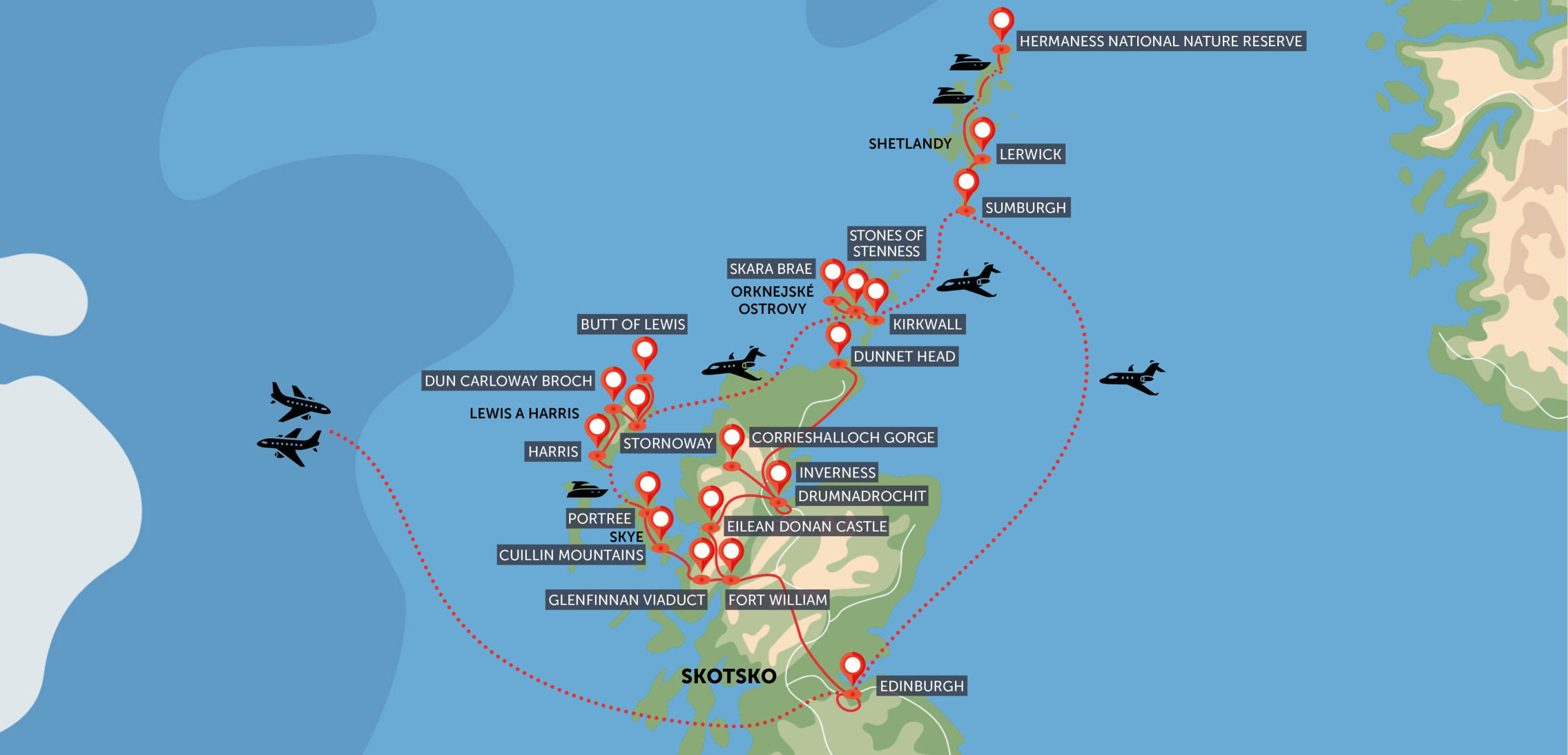 Skotsko - Shetlandy, Orkneje, Hebridy