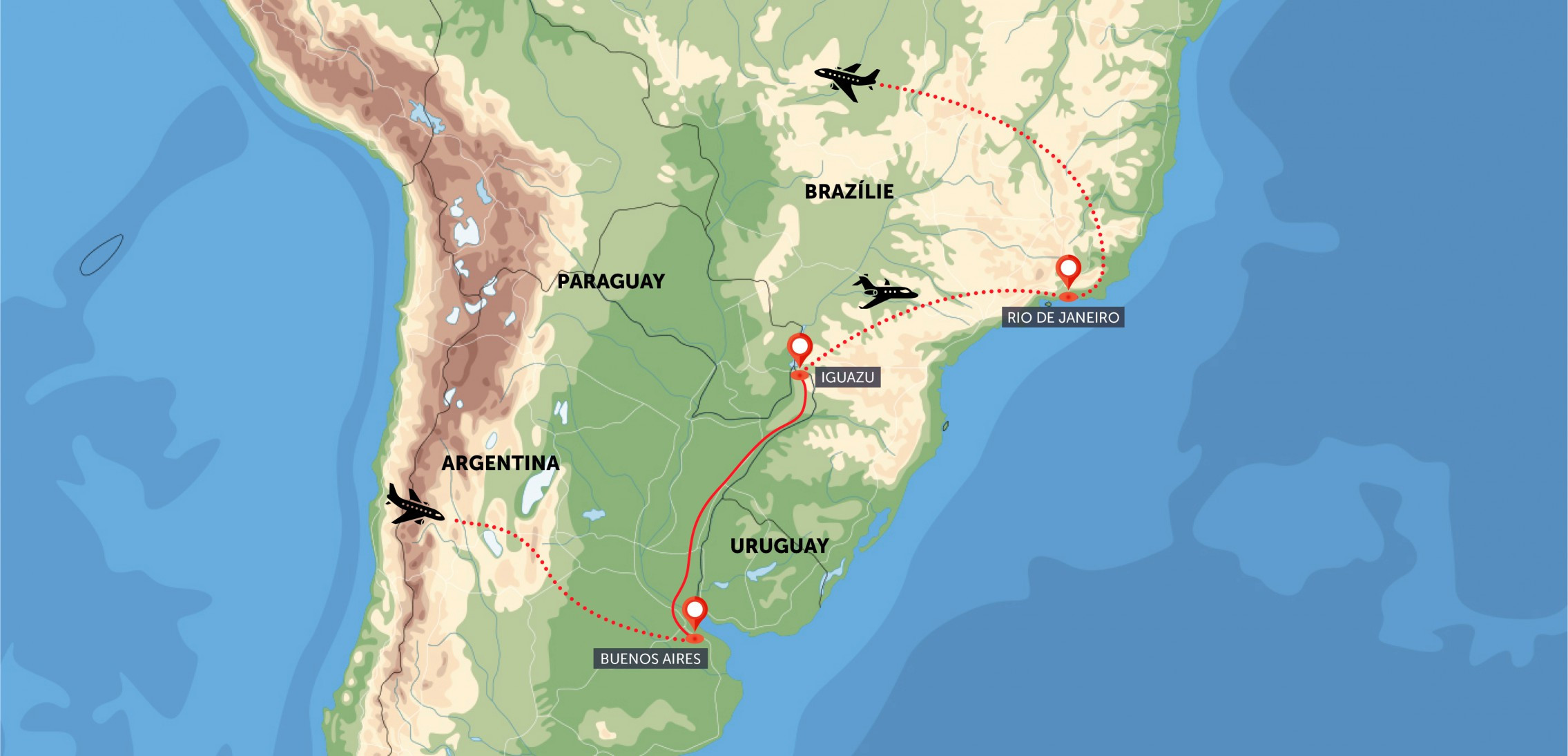 Argentina, Brazílie, Uruguay, Paraguay