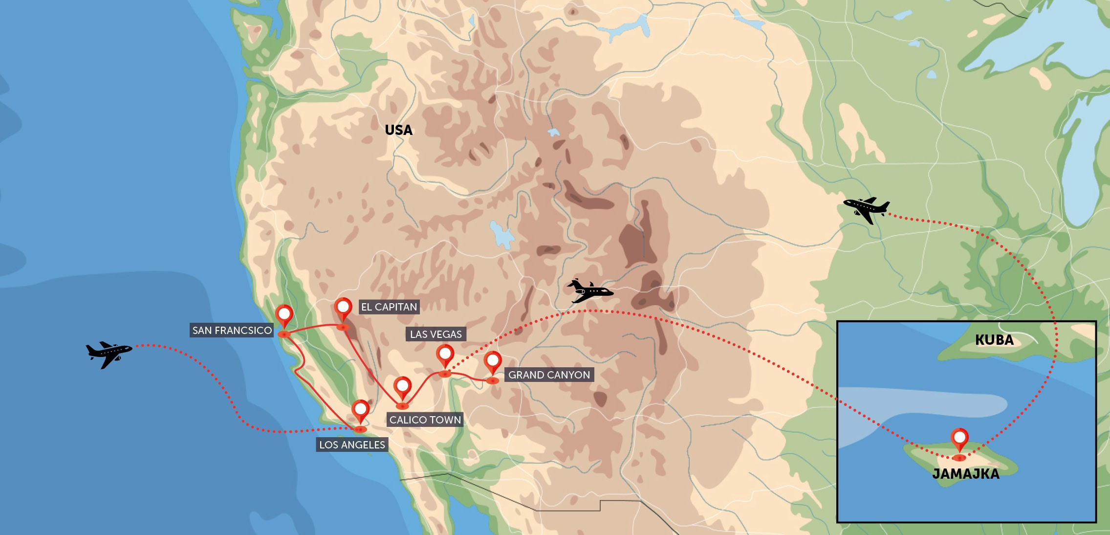 Západní pobřeží USA a relax na Jamajce 2026