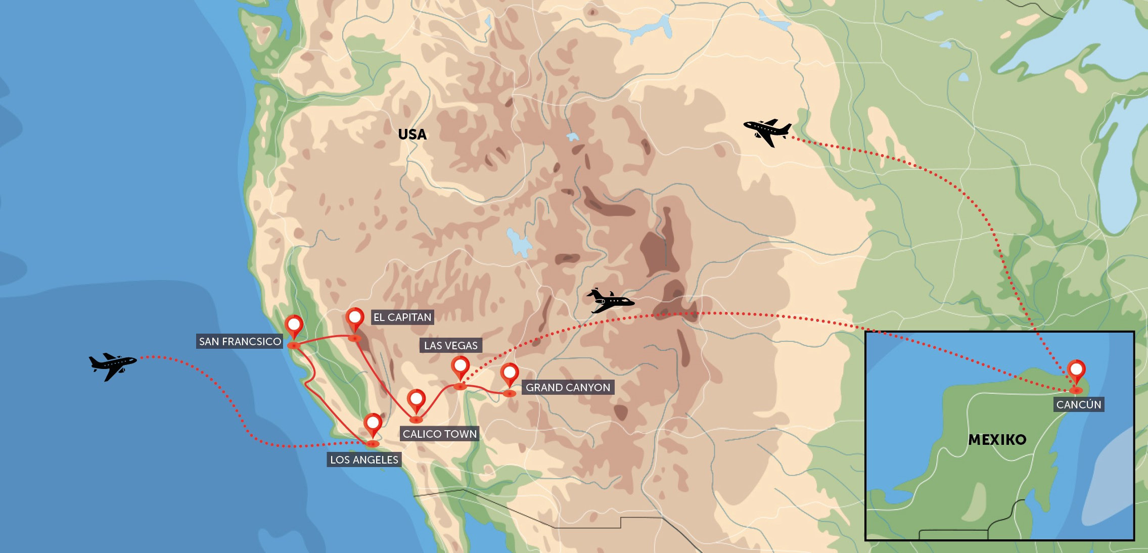 Západní pobřeží USA a relax v Cancunu 2026