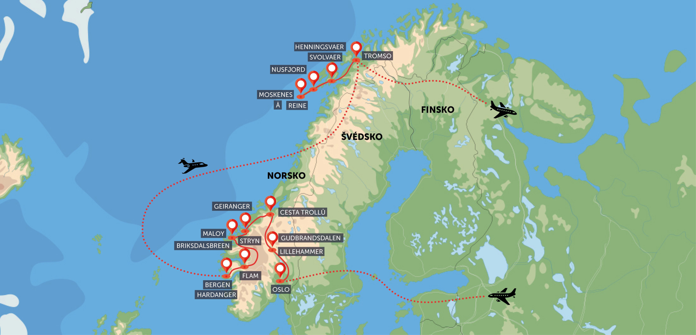 Lofoty a Norsko zlatý trojúhelník 