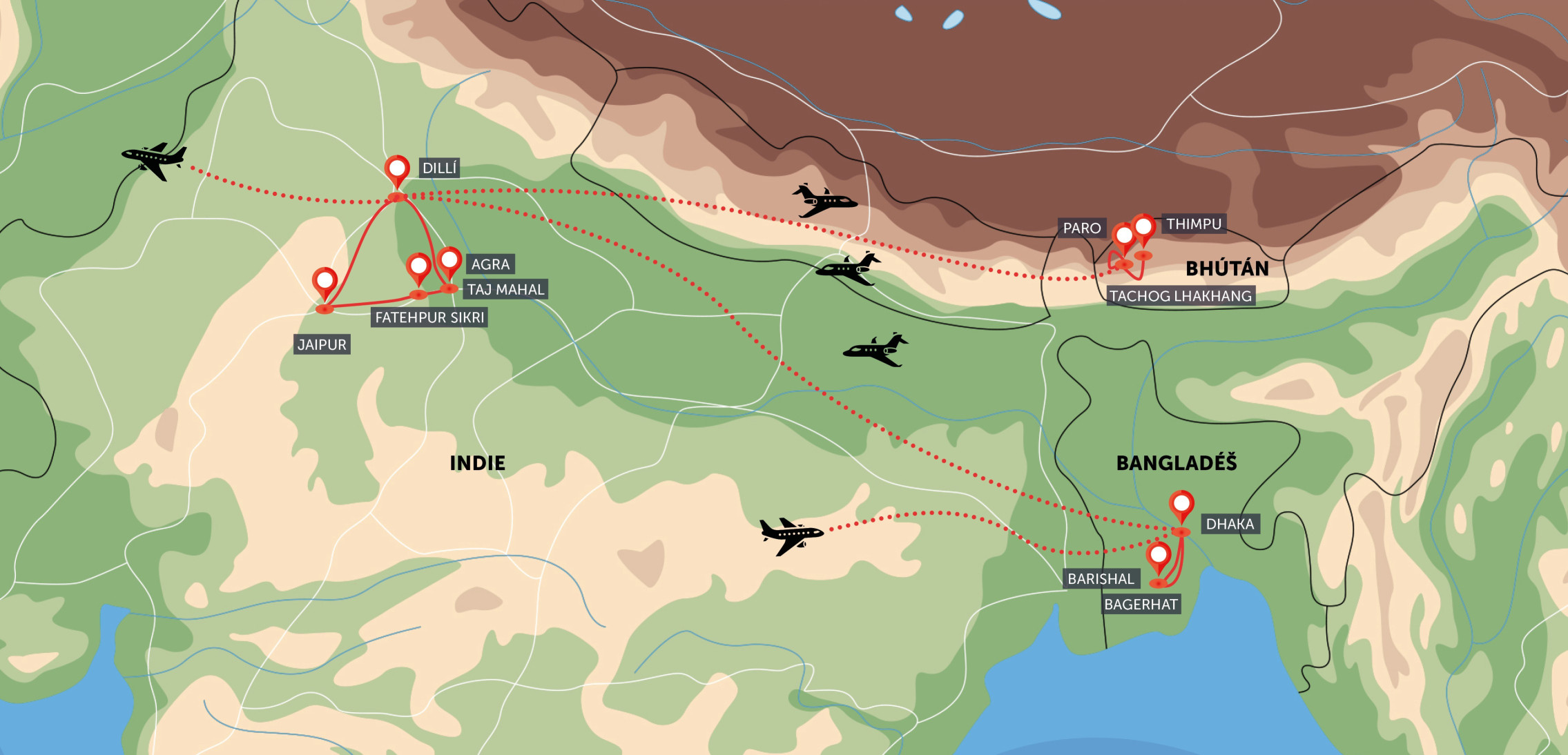Bangladéš, Indie, Bhútán
