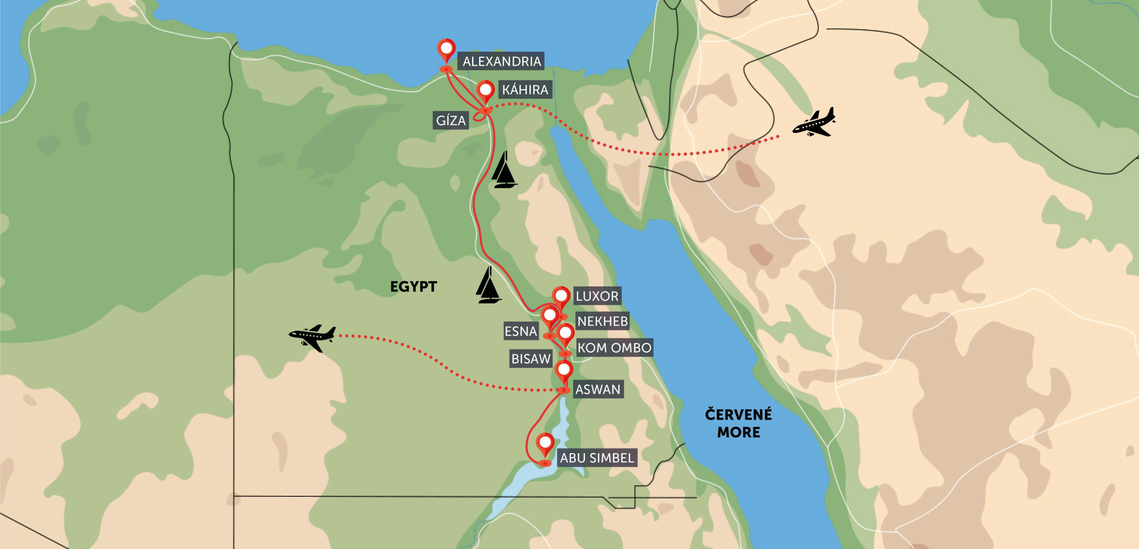 Egypt - plavba po Nilu plachetnicí