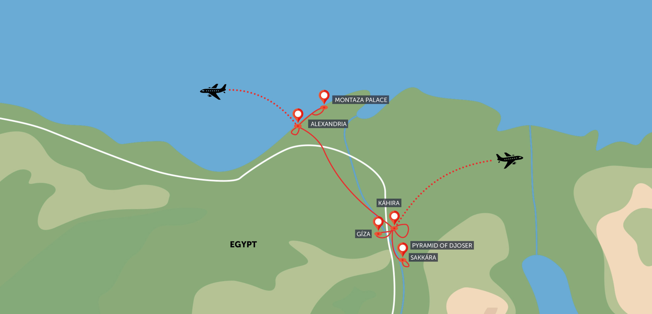 Egypt: Káhira, pyramidy, sfinga, GEM a Alexandrie
