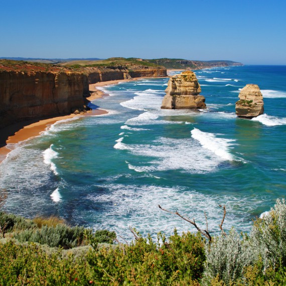 Skalnaté pobřeží na jihu Austrálie 