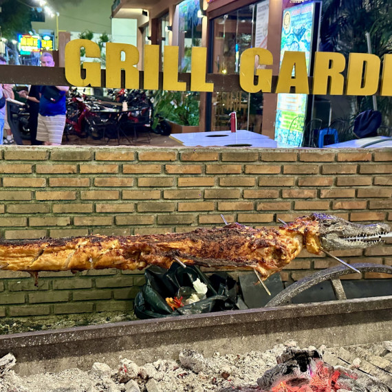 Ve Vietnamu můžete ochutnat grilovaného krokodýla.