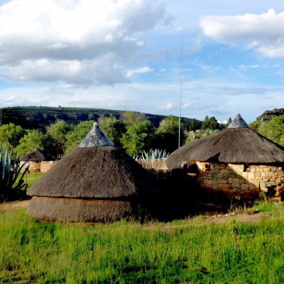 Typická obydlí v Lesothu 