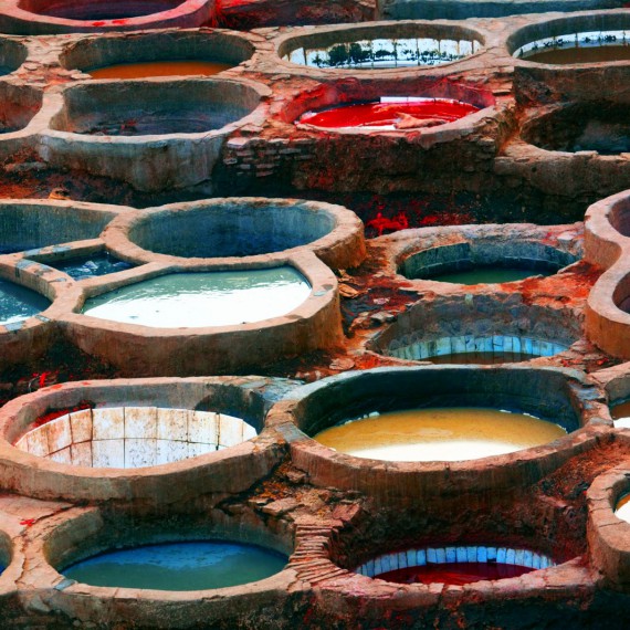 Koželužny jsou specialitou města Fés