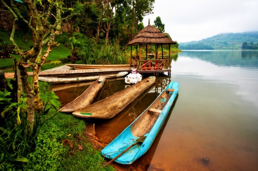 Loďky na jezeře Kivu